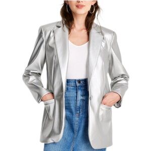 New Day Silver Faux Leather Blazer